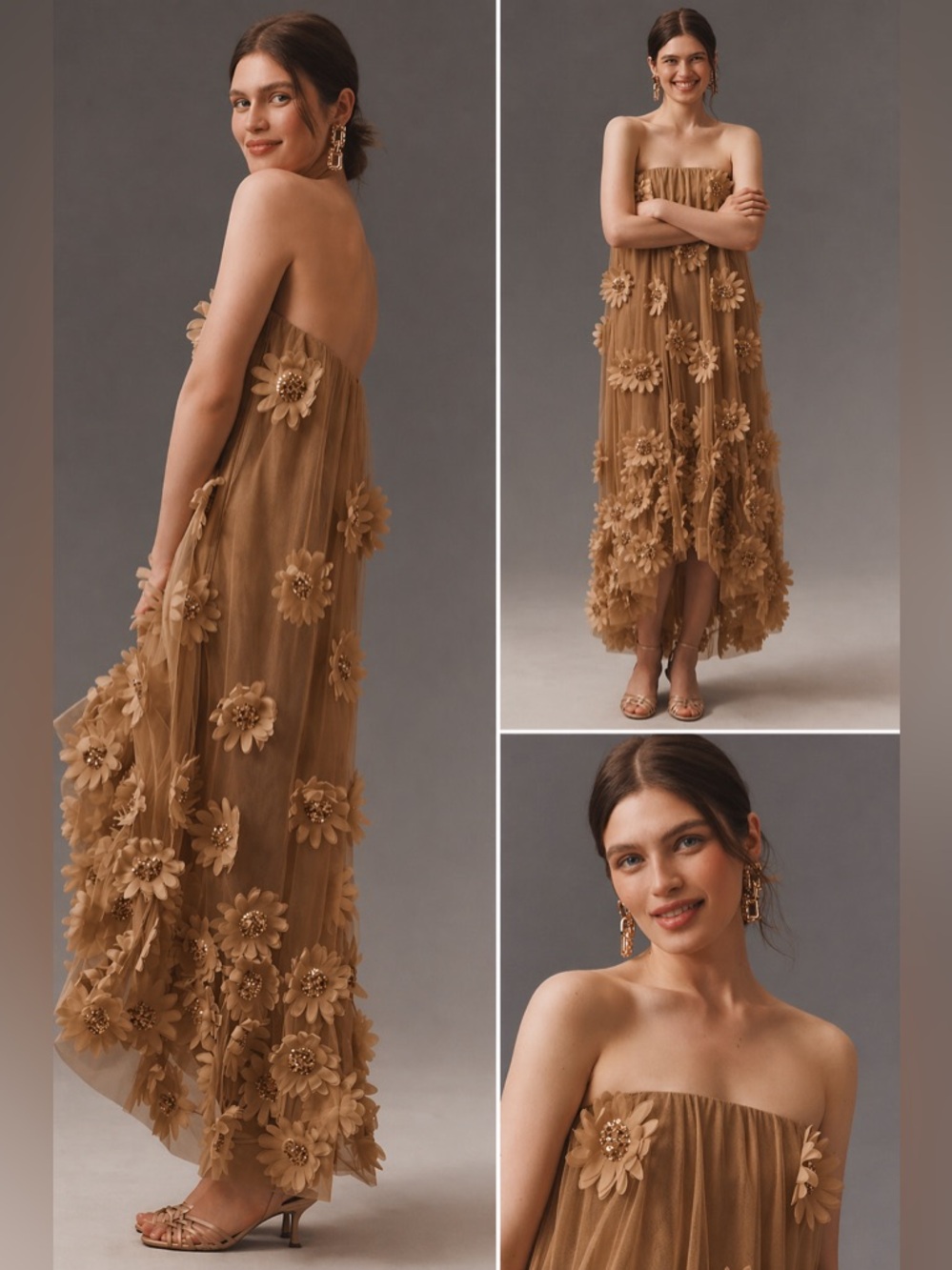Helsi Athena Embroidered Strapless 3D Floral Maxi Dress size XS Preloved - Picture 1 of 6